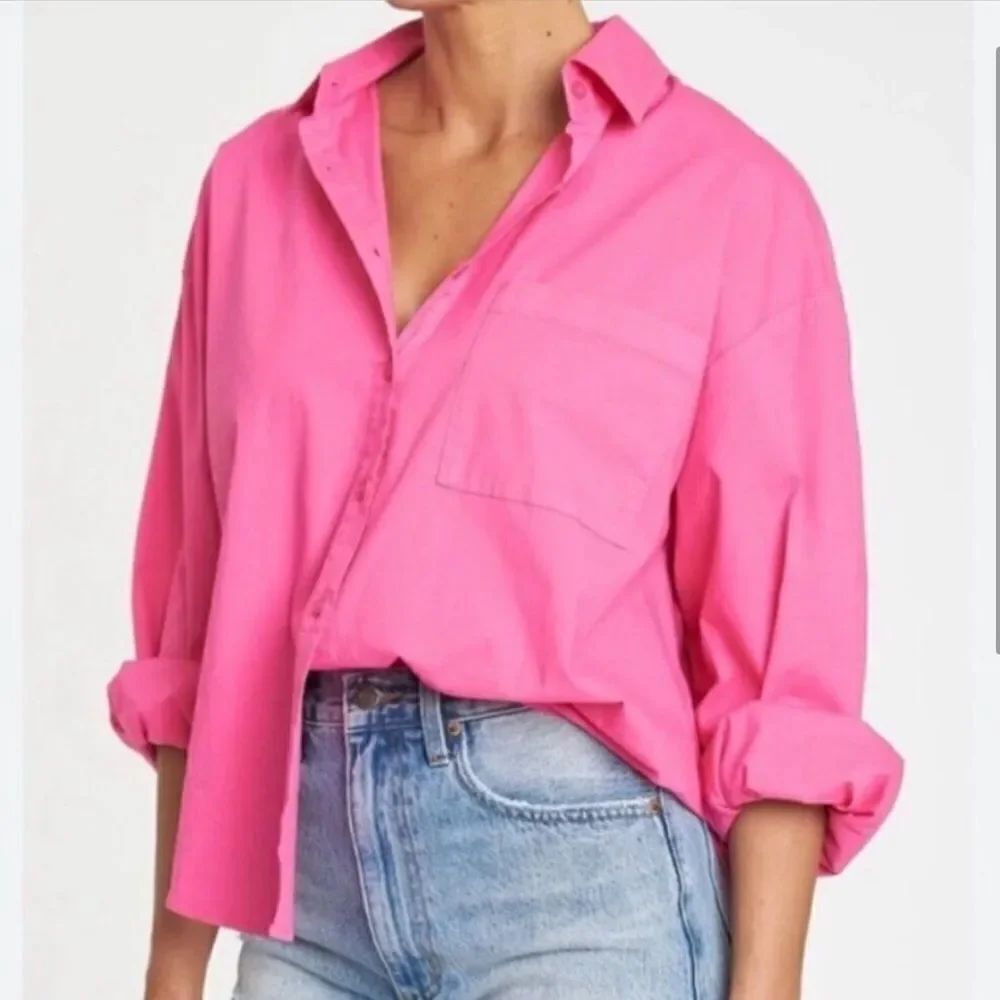 Pistola Sloane Oversized Button Up Shirt Pink